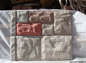 Фасадный камень рваный камень, 270х125, красный