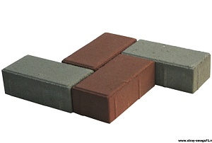 Тротуарная плитка Брусчатка, 200x100x60, коричневая